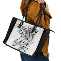 Art Skull Leather Tote Bag Rock Paper Scissors Throat Punch I Win - Wonder Print Shop
