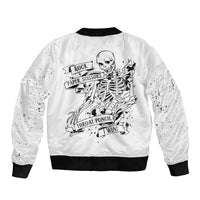 Art Skull Sleeve Zip Bomber Jacket Rock Paper Scissors Throat Punch I Win - Wonder Print Shop