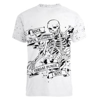 Art Skull Women V Neck T Shirt Rock Paper Scissors Throat Punch I Win - Wonder Print Shop