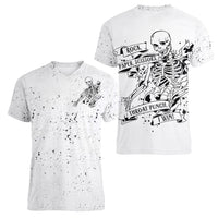 Art Skull Women V Neck T Shirt Rock Paper Scissors Throat Punch I Win - Wonder Print Shop