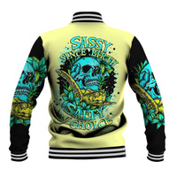 Turtle Skull Baseball Jacket Sassy Since Birth Salty By Choice - Wonder Print Shop