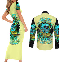 Turtle Skull Couples Matching Short Sleeve Bodycon Dress and Long Sleeve Button Shirts Sassy Since Birth Salty By Choice - Wonder Print Shop