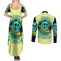 Turtle Skull Couples Matching Summer Maxi Dress and Long Sleeve Button Shirts Sassy Since Birth Salty By Choice - Wonder Print Shop