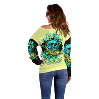 Turtle Skull Off Shoulder Sweater Sassy Since Birth Salty By Choice - Wonder Print Shop