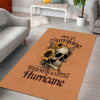 Sunflower Skull Area Rug She Is Sunshine Mixed With A Little Hurricance - Wonder Print Shop