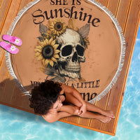 Sunflower Skull Beach Blanket She Is Sunshine Mixed With A Little Hurricance - Wonder Print Shop