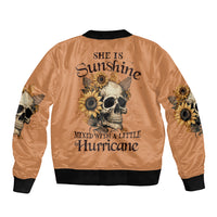 Sunflower Skull Bomber Jacket She Is Sunshine Mixed With A Little Hurricance - Wonder Print Shop