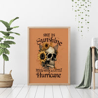 Sunflower Skull Canvas Wall Art She Is Sunshine Mixed With A Little Hurricance - Wonder Print Shop