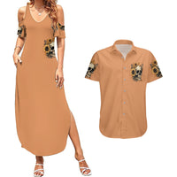 Sunflower Skull Couples Matching Summer Maxi Dress and Hawaiian Shirt She Is Sunshine Mixed With A Little Hurricance - Wonder Print Shop