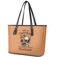 Sunflower Skull Leather Tote Bag She Is Sunshine Mixed With A Little Hurricance - Wonder Print Shop