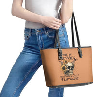 Sunflower Skull Leather Tote Bag She Is Sunshine Mixed With A Little Hurricance - Wonder Print Shop