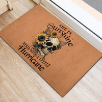 Sunflower Skull Rubber Doormat She Is Sunshine Mixed With A Little Hurricance - Wonder Print Shop