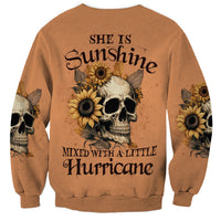 Sunflower Skull Sweatshirt She Is Sunshine Mixed With A Little Hurricance - Wonder Print Shop
