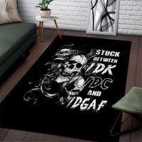 Three Skull Area Rug Stuck Between Idk Idc And Idgaf - Wonder Print Shop