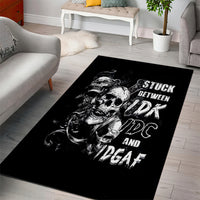 Three Skull Area Rug Stuck Between Idk Idc And Idgaf - Wonder Print Shop