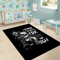 Three Skull Area Rug Stuck Between Idk Idc And Idgaf - Wonder Print Shop