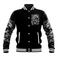 Three Skull Baseball Jacket Stuck Between Idk Idc And Idgaf - Wonder Print Shop