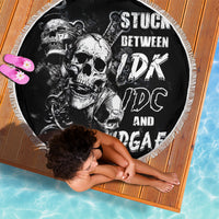 Three Skull Beach Blanket Stuck Between Idk Idc And Idgaf - Wonder Print Shop