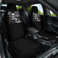 Three Skull Car Seat Cover Stuck Between Idk Idc And Idgaf - Wonder Print Shop