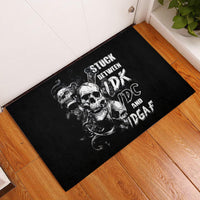 Three Skull Rubber Doormat Stuck Between Idk Idc And Idgaf - Wonder Print Shop