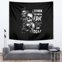 Three Skull Tapestry Stuck Between Idk Idc And Idgaf - Wonder Print Shop