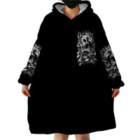 Three Skull Wearable Blanket Hoodie Stuck Between Idk Idc And Idgaf - Wonder Print Shop