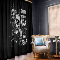 Three Skull Window Curtain Stuck Between Idk Idc And Idgaf - Wonder Print Shop