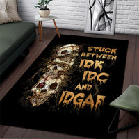 Wire Skull Area Rug Stuck Between Idk Idc And Idgaf - Wonder Print Shop
