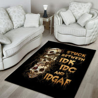 Wire Skull Area Rug Stuck Between Idk Idc And Idgaf - Wonder Print Shop
