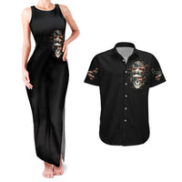 Wire Skull Couples Matching Tank Maxi Dress and Hawaiian Shirt Stuck Between Idk Idc And Idgaf - Wonder Print Shop