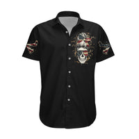 Wire Skull Hawaiian Shirt Stuck Between Idk Idc And Idgaf - Wonder Print Shop