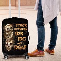 Wire Skull Luggage Cover Stuck Between Idk Idc And Idgaf - Wonder Print Shop