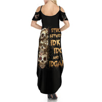 Wire Skull Summer Maxi Dress Stuck Between Idk Idc And Idgaf - Wonder Print Shop
