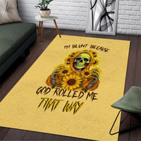 Sunflower Skull Area Rug I'm Blunt Because God Rolled Me That Way - Wonder Print Shop
