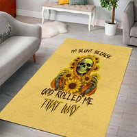 Sunflower Skull Area Rug I'm Blunt Because God Rolled Me That Way - Wonder Print Shop