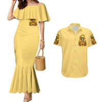 Sunflower Skull Couples Matching Mermaid Dress and Hawaiian Shirt I'm Blunt Because God Rolled Me That Way - Wonder Print Shop