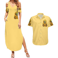 Sunflower Skull Couples Matching Summer Maxi Dress and Hawaiian Shirt I'm Blunt Because God Rolled Me That Way - Wonder Print Shop