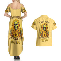 Sunflower Skull Couples Matching Summer Maxi Dress and Hawaiian Shirt I'm Blunt Because God Rolled Me That Way - Wonder Print Shop