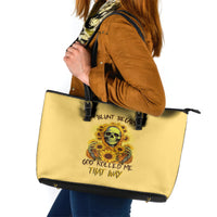 Sunflower Skull Leather Tote Bag I'm Blunt Because God Rolled Me That Way - Wonder Print Shop