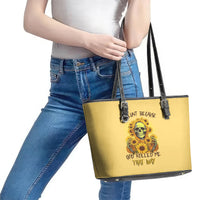 Sunflower Skull Leather Tote Bag I'm Blunt Because God Rolled Me That Way - Wonder Print Shop