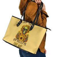 Sunflower Skull Leather Tote Bag I'm Blunt Because God Rolled Me That Way - Wonder Print Shop