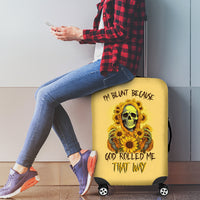 Sunflower Skull Luggage Cover I'm Blunt Because God Rolled Me That Way - Wonder Print Shop
