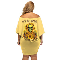 Sunflower Skull Off Shoulder Short Dress I'm Blunt Because God Rolled Me That Way - Wonder Print Shop