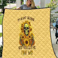 Sunflower Skull Quilt I'm Blunt Because God Rolled Me That Way - Wonder Print Shop