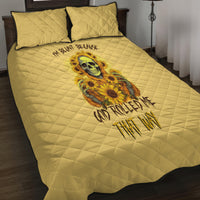 Sunflower Skull Quilt Bed Set I'm Blunt Because God Rolled Me That Way - Wonder Print Shop