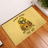 Sunflower Skull Rubber Doormat I'm Blunt Because God Rolled Me That Way - Wonder Print Shop