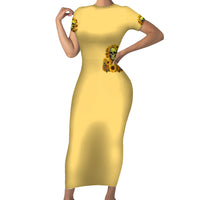 Sunflower Skull Short Sleeve Bodycon Dress I'm Blunt Because God Rolled Me That Way - Wonder Print Shop