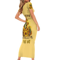 Sunflower Skull Short Sleeve Bodycon Dress I'm Blunt Because God Rolled Me That Way - Wonder Print Shop