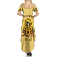 Sunflower Skull Summer Maxi Dress I'm Blunt Because God Rolled Me That Way - Wonder Print Shop