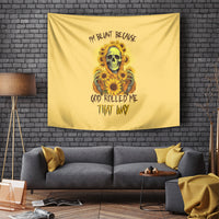 Sunflower Skull Tapestry I'm Blunt Because God Rolled Me That Way - Wonder Print Shop